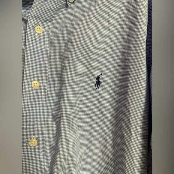 Ralph Lauren Shirt Mens XL Blue White Gingham Button Down Long Sleeve Classic - Picture 3 of 4